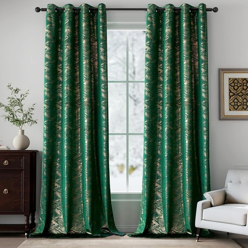 Green velvet curtains - green, 84